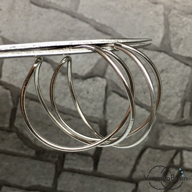 Швензы-гвоздики "Кольца" из латуни с родиевым покрытием (1 пара)