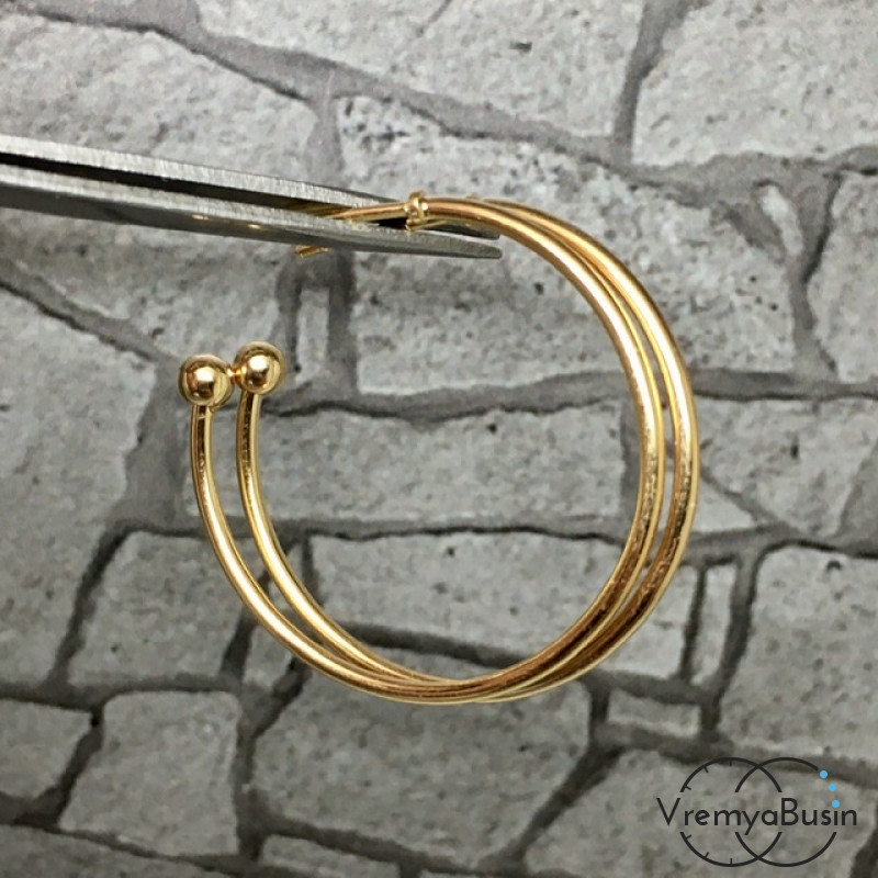 Швензы-гвоздики "Кольца" из латуни с позолотой (1 пара)