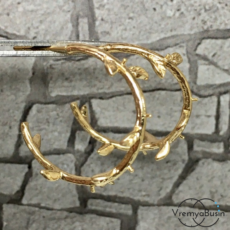 Швензы-гвоздики "Кольца" из латуни с позолотой (1 пара)