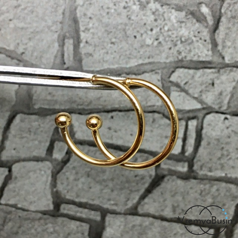 Швензы-гвоздики "Кольца" из латуни с позолотой (1 пара)