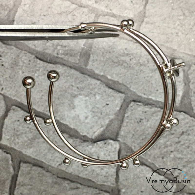 Швензы-гвоздики "Кольца" из латуни с родиевым покрытием (1 пара)