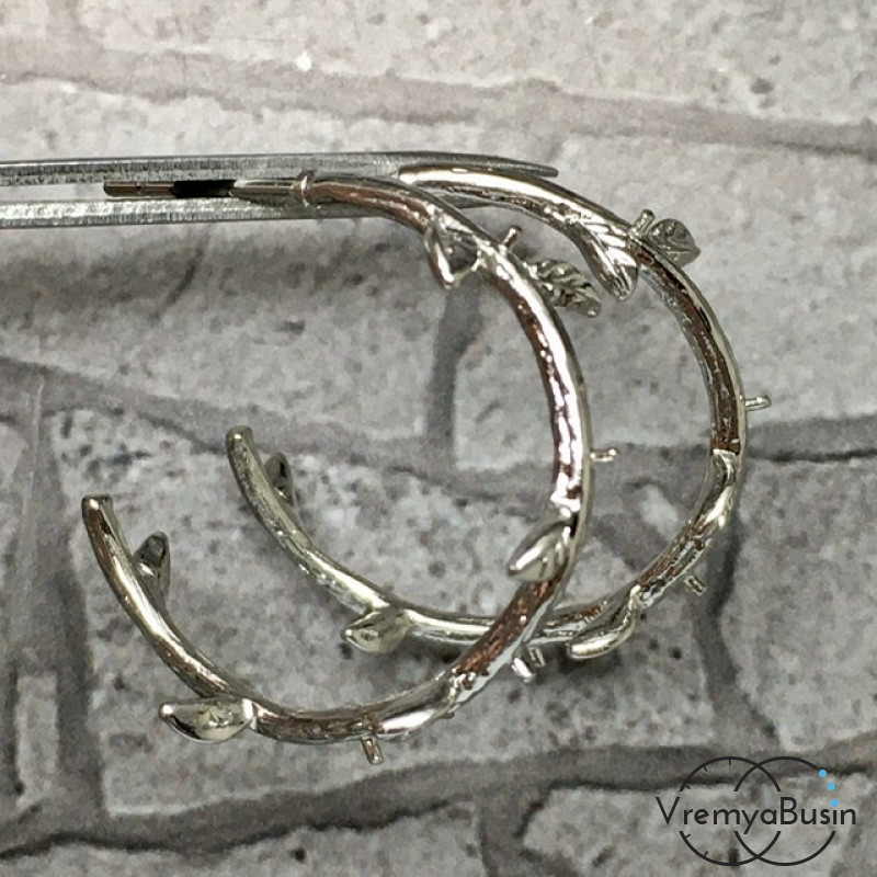 Швензы-гвоздики "Кольца" из латуни с родиевым покрытием (1 пара)