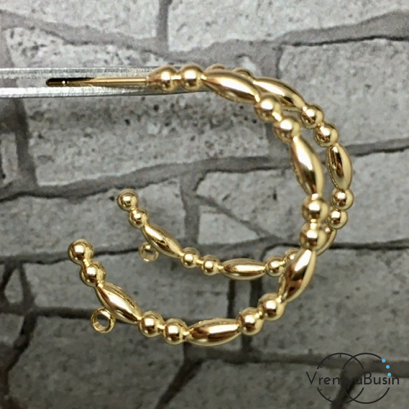 Швензы-гвоздики "Кольца" из латуни с позолотой (1 пара)