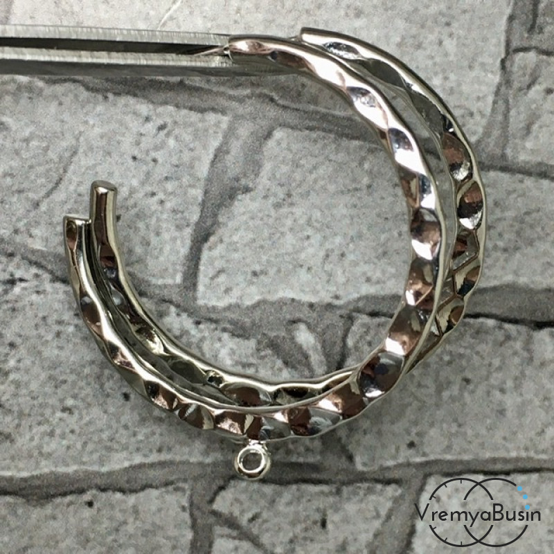 Швензы-гвоздики "Кольца" из латуни с родиевым покрытием (1 пара)