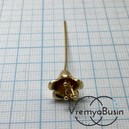 Пины с колокольчиком 12х55х0.7 мм, латунь с позолотой (2 шт.)