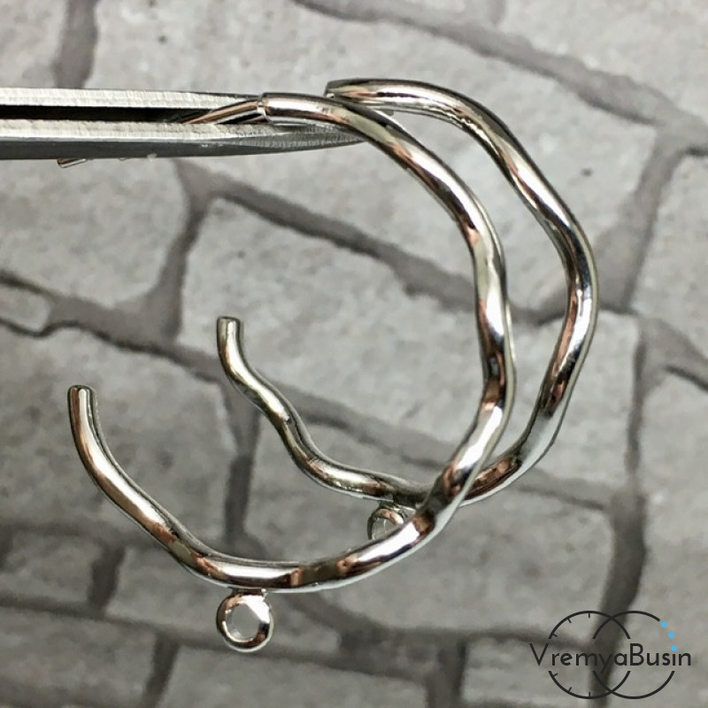 Швензы-гвоздики "Кольца" из латуни с родиевым покрытием (1 пара)