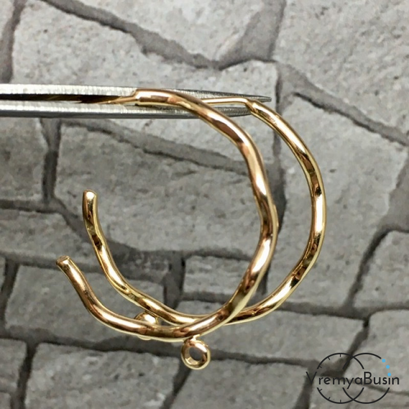 Швензы-гвоздики "Кольца" из латуни с позолотой (1 пара)