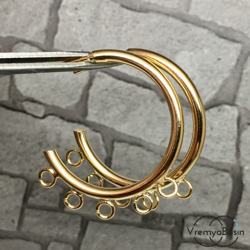 Швензы-гвоздики "Кольца" из латуни с позолотой (1 пара)