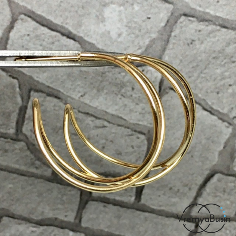 Швензы-гвоздики "Кольца" из латуни с позолотой (1 пара)