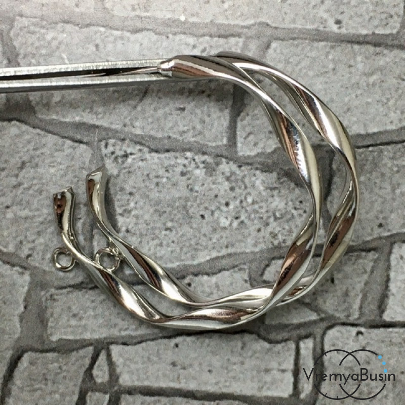 Швензы-гвоздики "Кольца" из латуни с родиевым покрытием (1 пара)