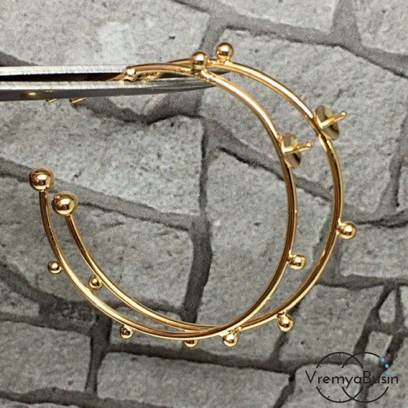 Швензы-гвоздики "Кольца" из латуни с позолотой (1 пара)