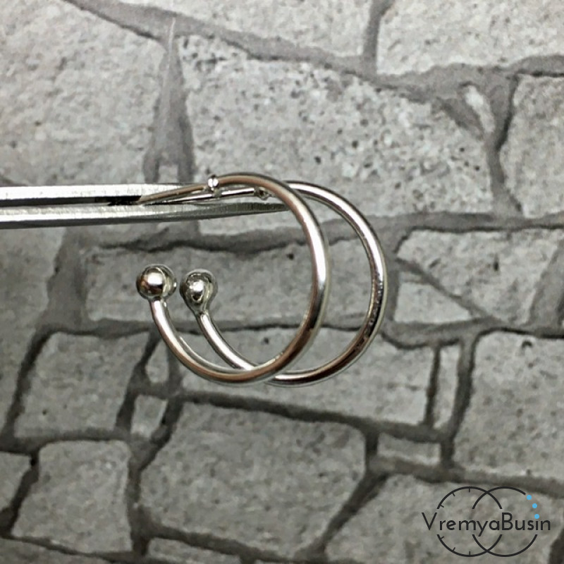 Швензы-гвоздики "Кольца" из латуни с родиевым покрытием (1 пара)