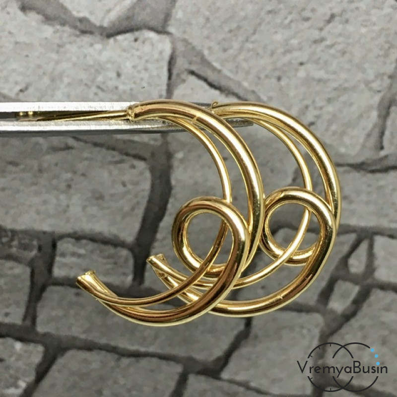 Швензы-гвоздики "Кольца" из латуни с позолотой (1 пара)