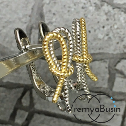 Швензы с английским замком, латунь с покрытием биколор (1 пара)