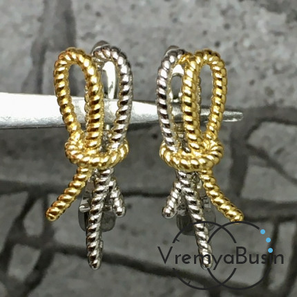 Швензы с английским замком, латунь с покрытием биколор (1 пара)