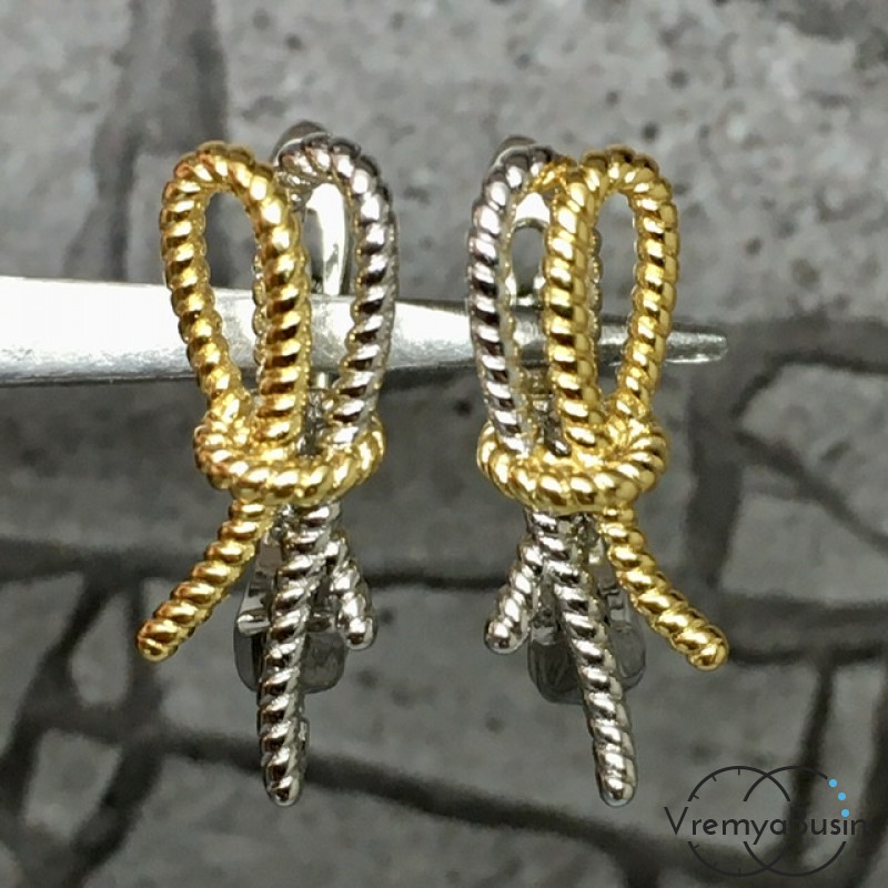 Швензы с английским замком, латунь с покрытием биколор (1 пара)