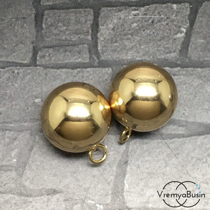 Подвеска-шар 14 мм, латунь с позолотой (1 шт.)