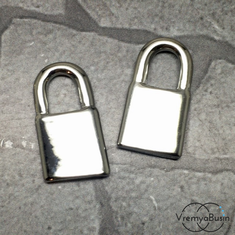 Подвеска "Замок" из латуни с родиевым покрытием, 10х18 мм  (1 шт.)