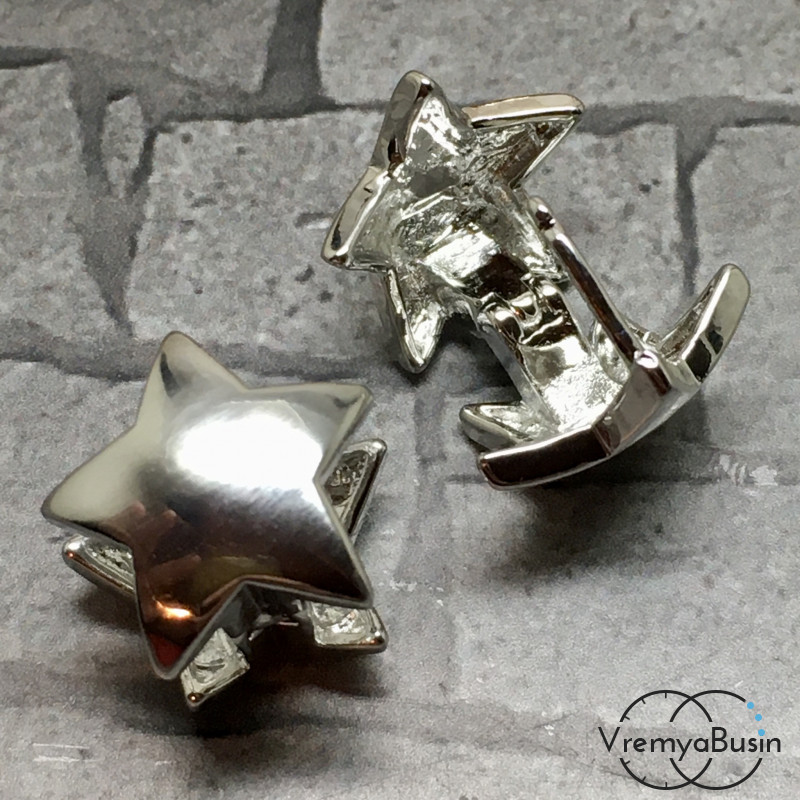 Швензы с французским замком, 14х14 мм, латунь с родиевым покрытием (1 пара)