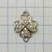 Коннектор с фианитами "Клевер", латунь с родиевым покрытием (1 шт.)