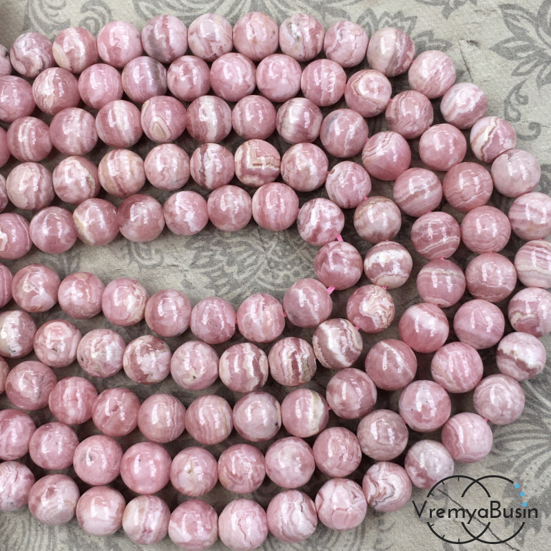 Родохрозит натур., шарик гладкий 6 мм (1/2 нити, ок. 32 шт.)