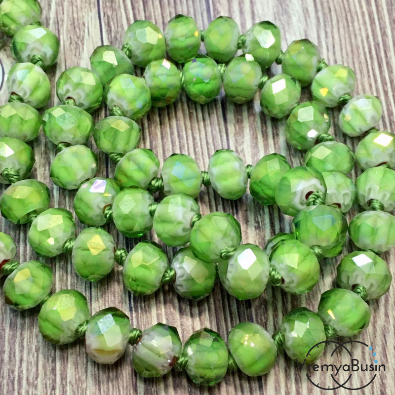 Бусины граненые из стекла миллефиори, 6х8 мм (1 шт.)