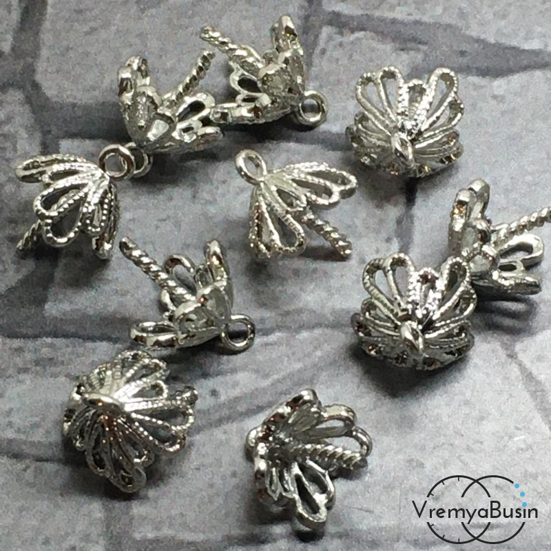 Штифт для вклейки, держатель кулона, латунь с родиевым покрытием (5 шт.)