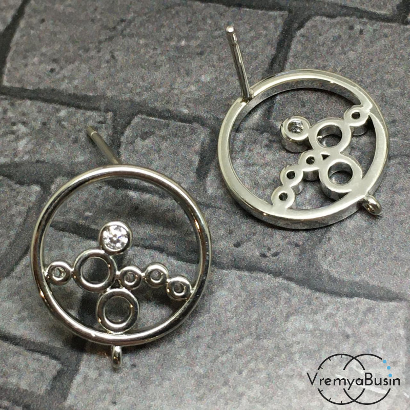 Швензы-гвоздики из латуни с родиевым покрытием (1 пара)