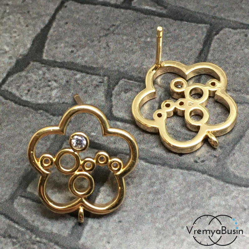 Швензы-гвоздики из латуни с позолотой (1 пара)