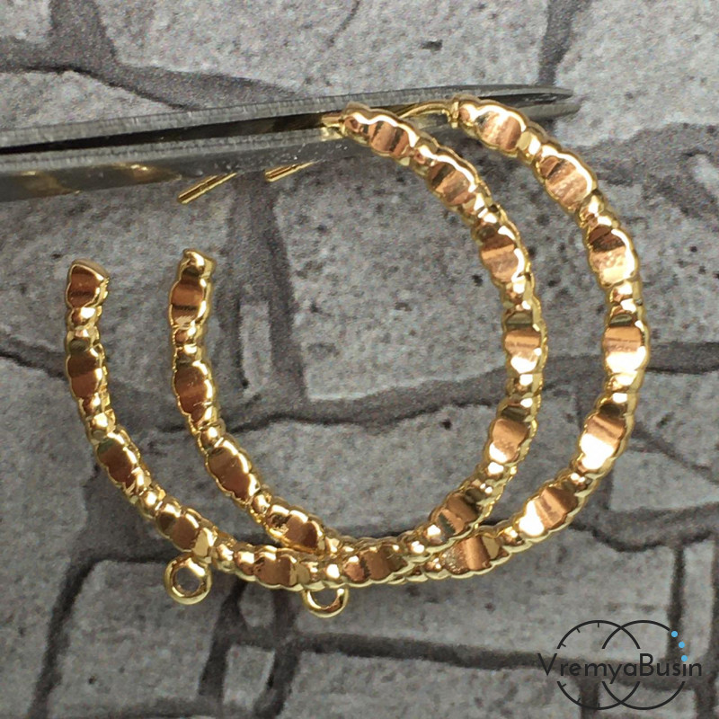 Швензы-гвоздики "Кольца" из латуни с позолотой (1 пара)