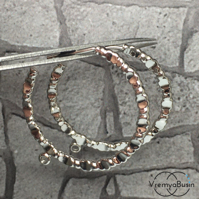 Швензы-гвоздики "Кольца" из латуни с родиевым покрытием (1 пара)