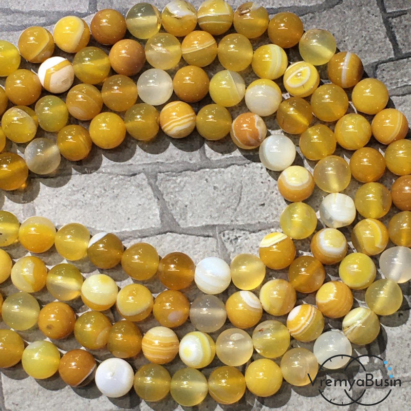 Агат тонированный, шарик гладкий 8 мм (нить, ок. 48 шт.)