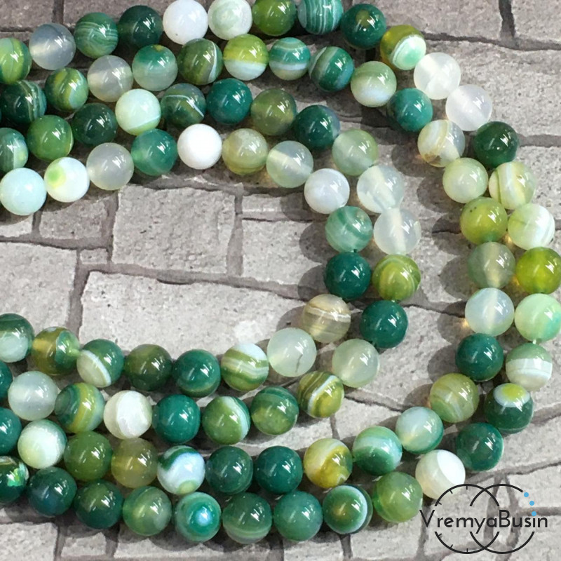 Агат тонированный, шарик гладкий 8 мм (нить, ок. 48 шт.)