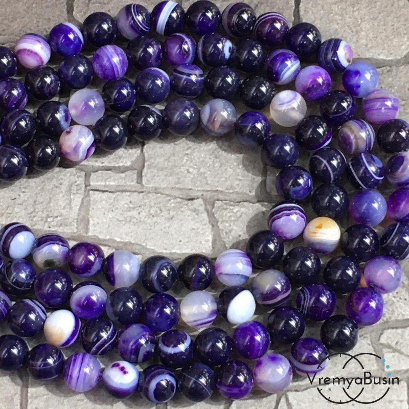 Агат тонированный, шарик гладкий 8 мм (нить, ок. 48 шт.)