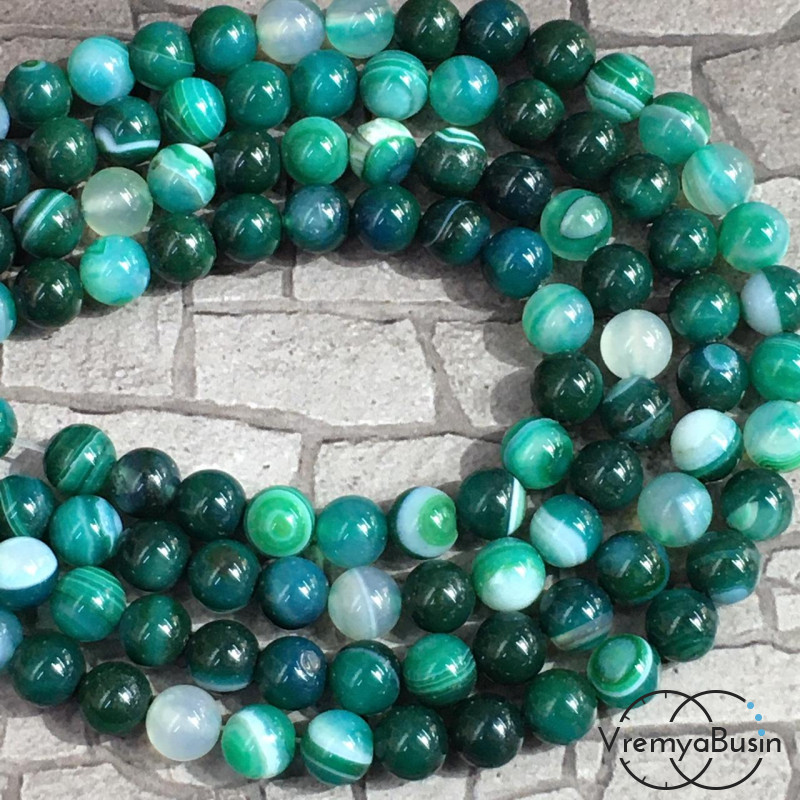 Агат тонированный, шарик гладкий 8 мм (нить, ок. 48 шт.)