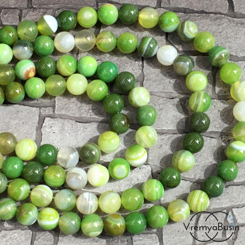 Агат тонированный, шарик гладкий 8 мм (нить, ок. 48 шт.)