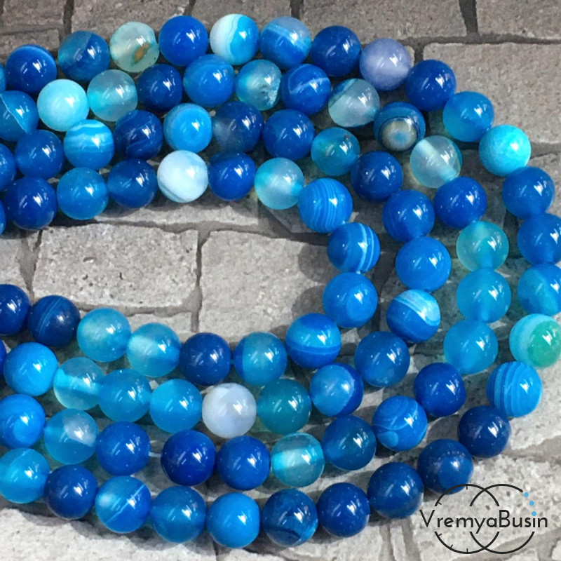 Агат тонированный, шарик гладкий 8 мм (нить, ок. 48 шт.)