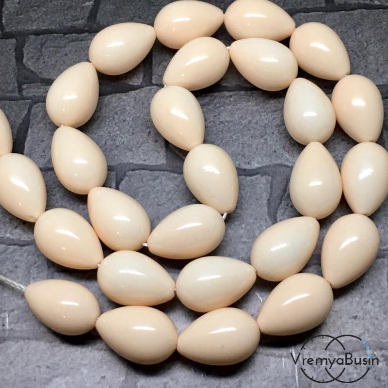 Бусины капли из стекла под жемчуг, 10х14 мм (1 шт.)