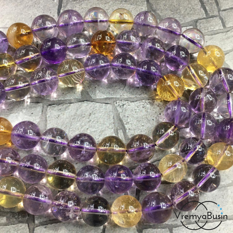 Аметрин натур., шарик гладкий 10-11 мм (1/2 нити, 19 шт.)