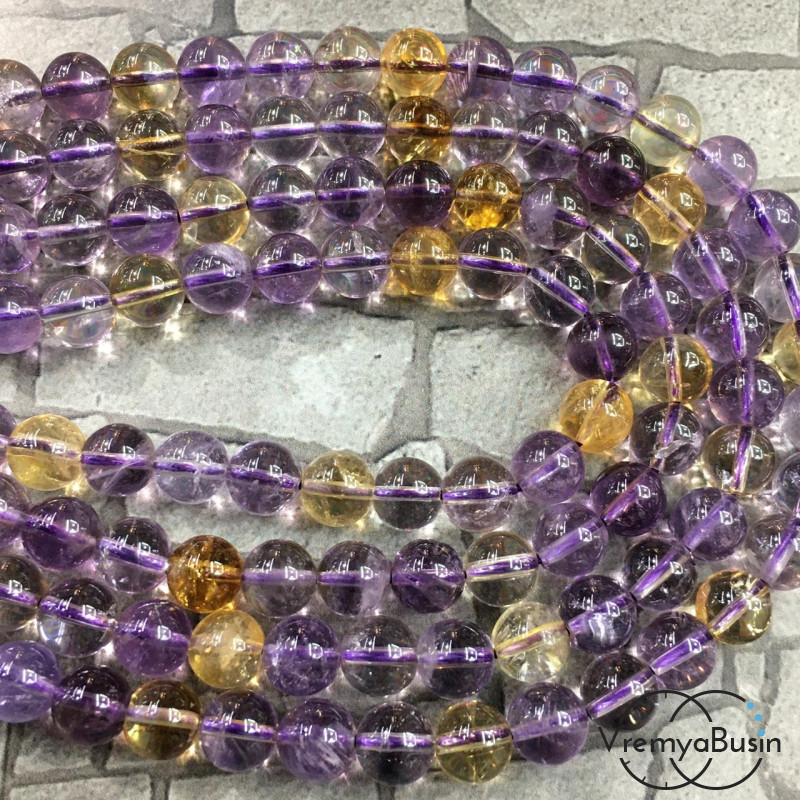 Аметрин натур., шарик гладкий ок. 8 мм (1/2 нити, 24 шт.)