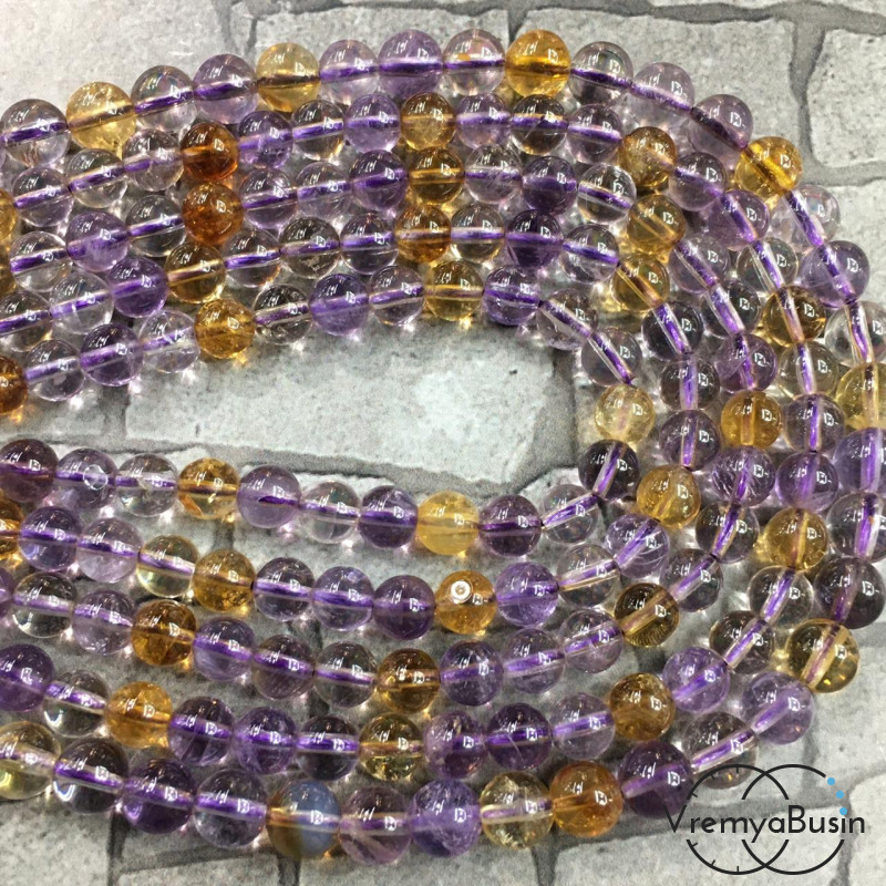 Аметрин натур., шарик гладкий 6 мм (1/2 нити, 32 шт.)