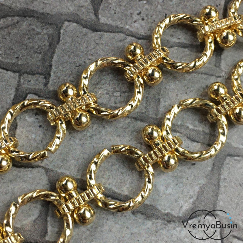 Цепочка металлическая крупная, латунь с позолотой (1/2 м.)