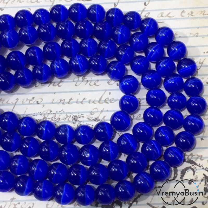 Кошачий глаз имит., шарик гладкий 8 мм (нить, ок. 48 шт.)