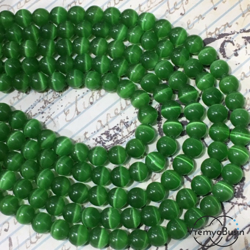 Кошачий глаз имит., шарик гладкий 6 мм (нить, ок. 65 шт.)