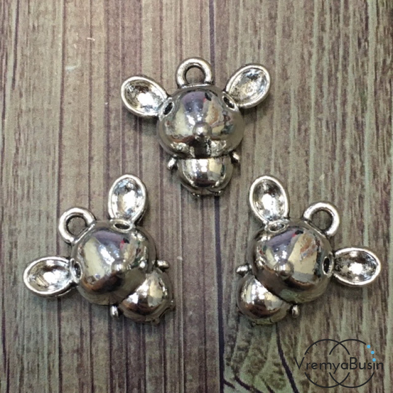 Мышка. Подвеска металлическая цв. серебро (1 шт.)