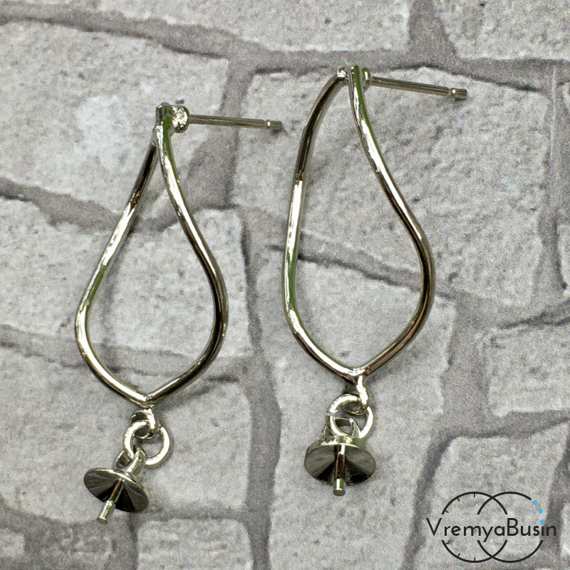 Швензы-гвоздики, латунь с родиевым покрытием (1 пара)