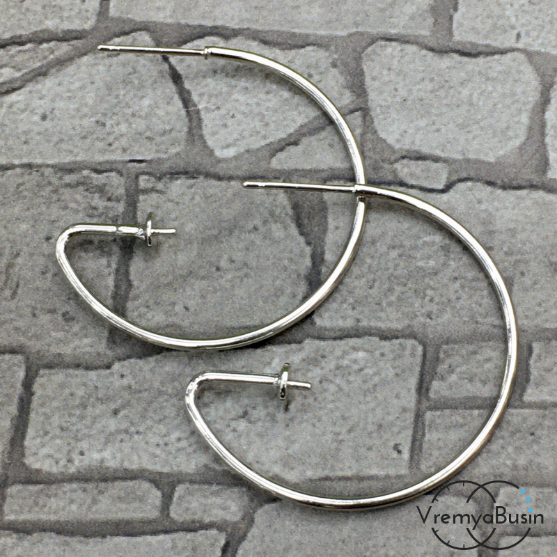 Швензы-гвоздики, латунь с родиевым покрытием (1 пара)