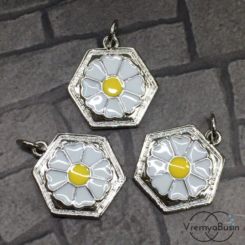 Подвеска с эмалью, латунь с родиевым покрытием (1 шт.)