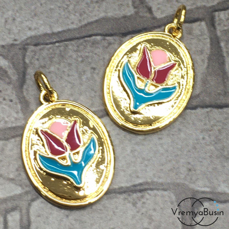 Подвеска с эмалью, латунь с позолотой (1 шт.)