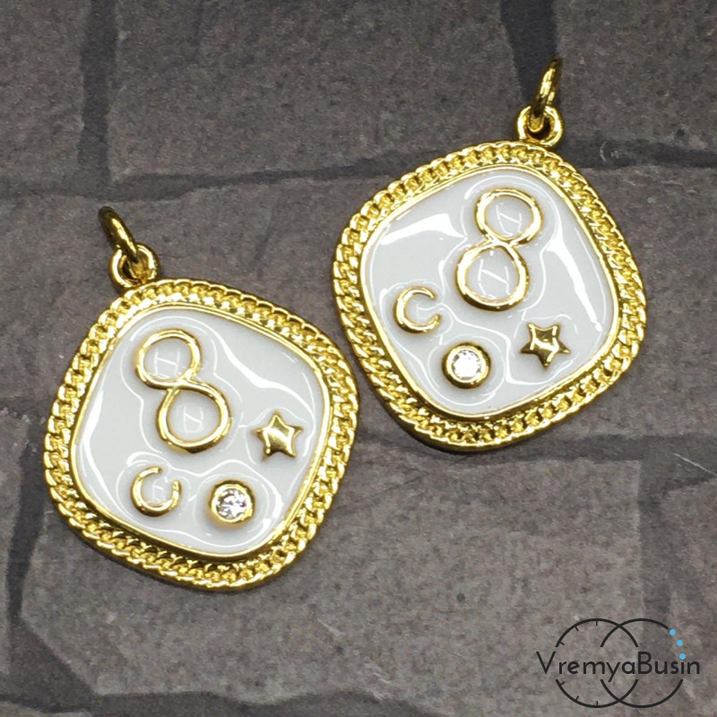 Подвеска с эмалью, латунь с позолотой (1 шт.)